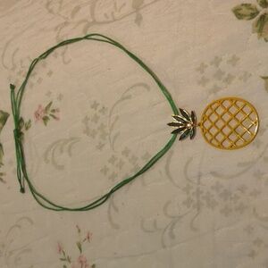 Yellow Pineapple Pendant Necklace with Green Cord